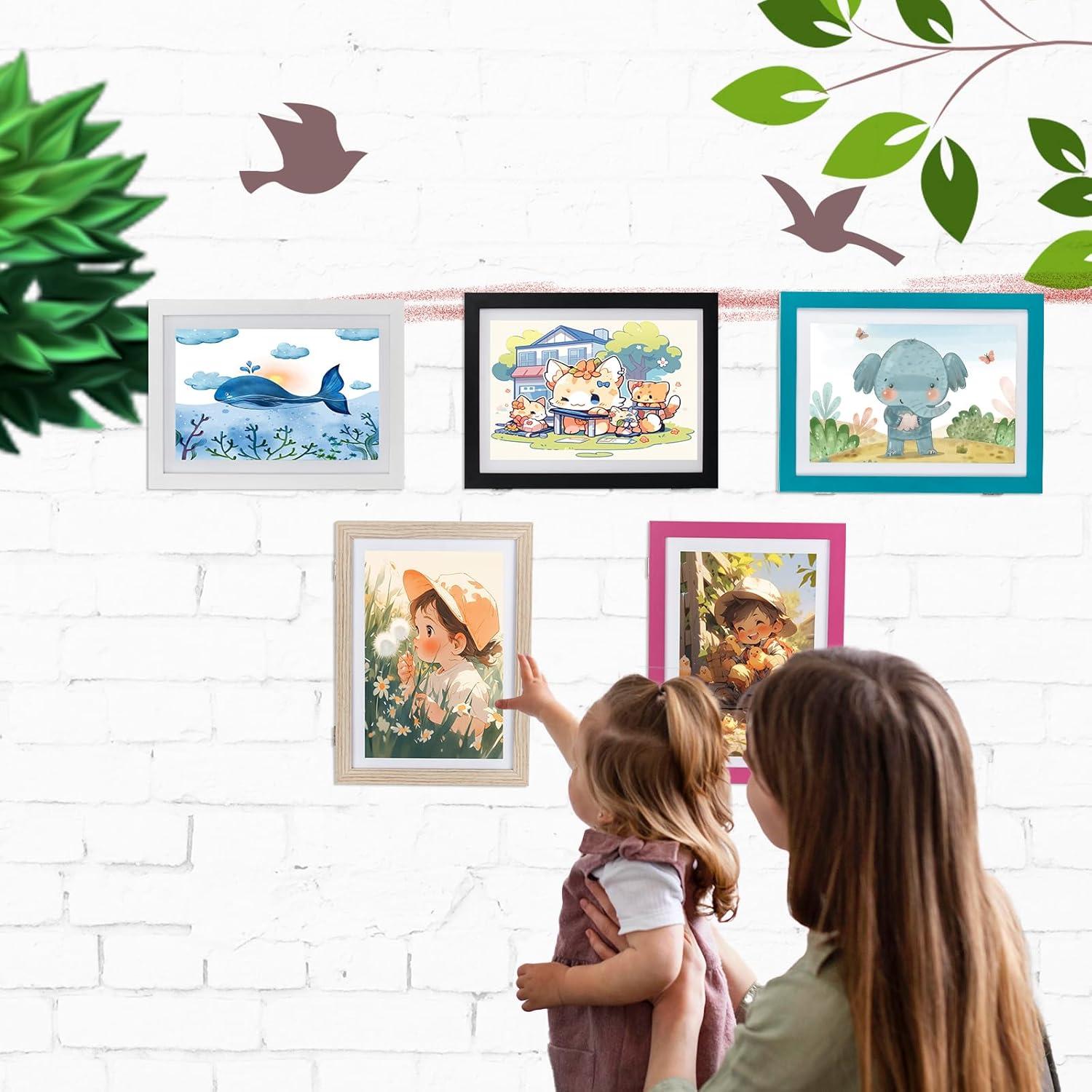 A4 Kinderbilderrahmen zum Aufklappen rosa - Befüllbar & Kinderkunst