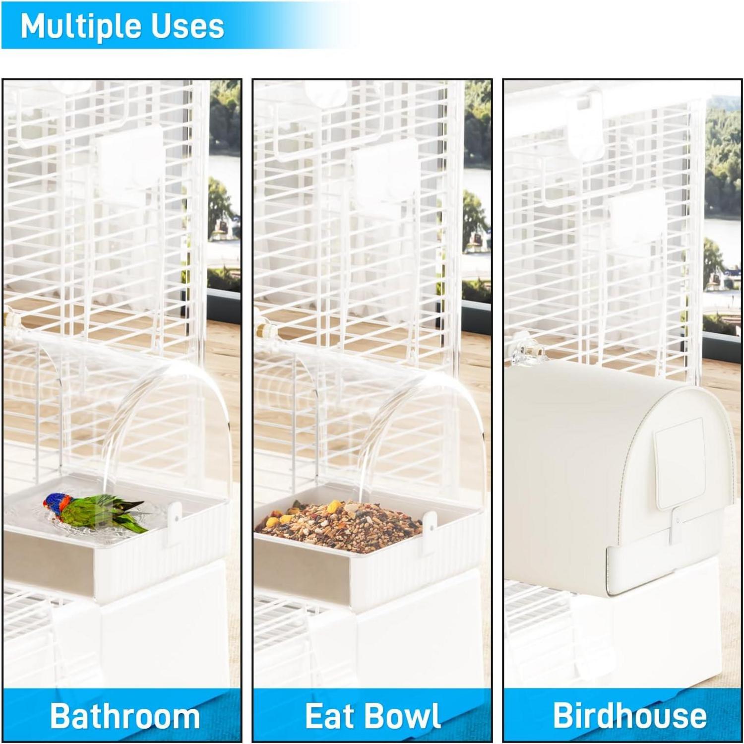 Vogelbad Multifunktions-Hängender 3-in-1 Badehaus für Unzertrennliche