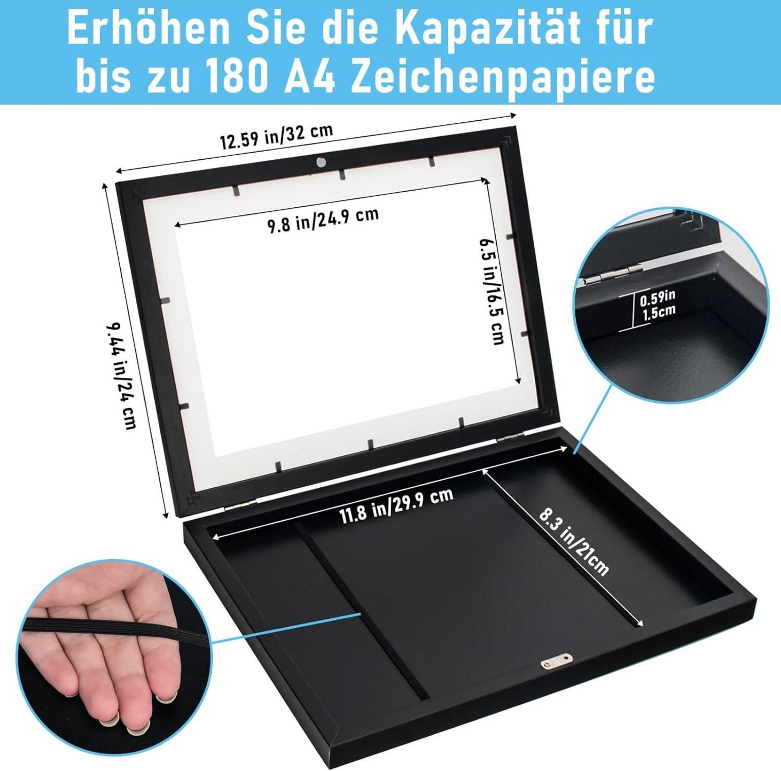 Kinder-Kunst-Bilderrahmen A4, aufklappbar, schwarz, 3 Stück