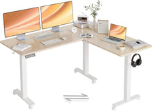 Höhenverstellbarer Eckschreibtisch L-Form 160x140 cm Dual-Motor Beige