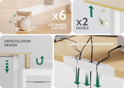 Höhenverstellbarer Eckschreibtisch 160x140cm L-Form Dual-Motor Beige