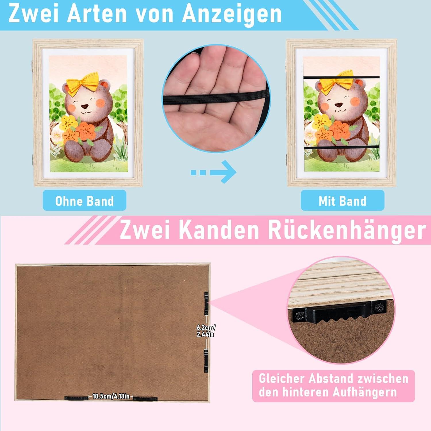 Kodilin A4 Kinderbilderrahmen zum Öffnen Wechselrahmen Holz 1pc
