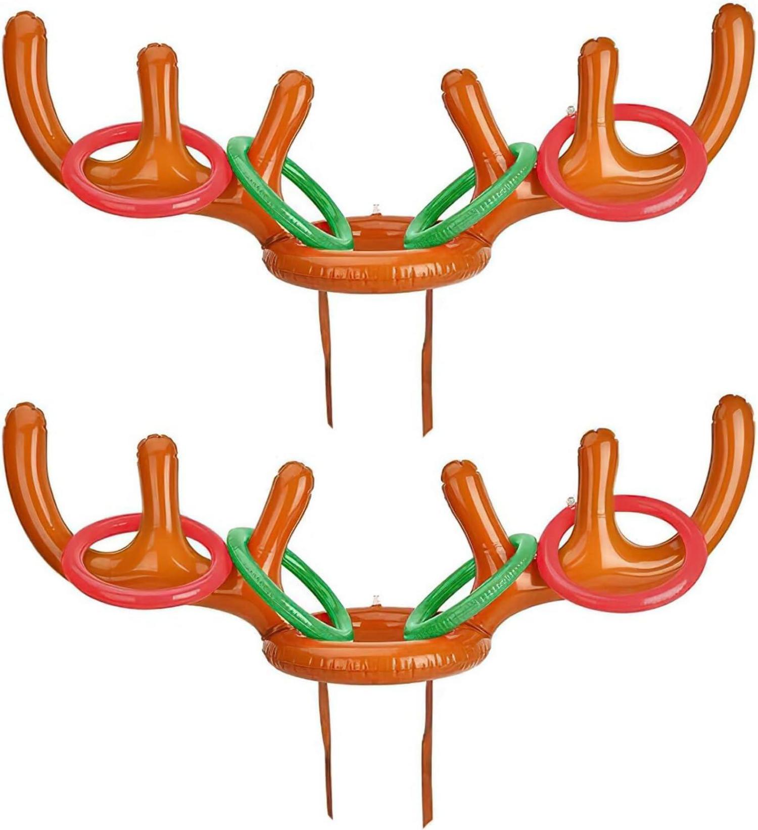 Aufblasbares Rentier Geweih Wurfspiel mit Ringe 2 Sets
