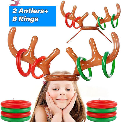Aufblasbares Rentier Geweih Wurfspiel 4 Sets Ringe für Weihnachtsfeier