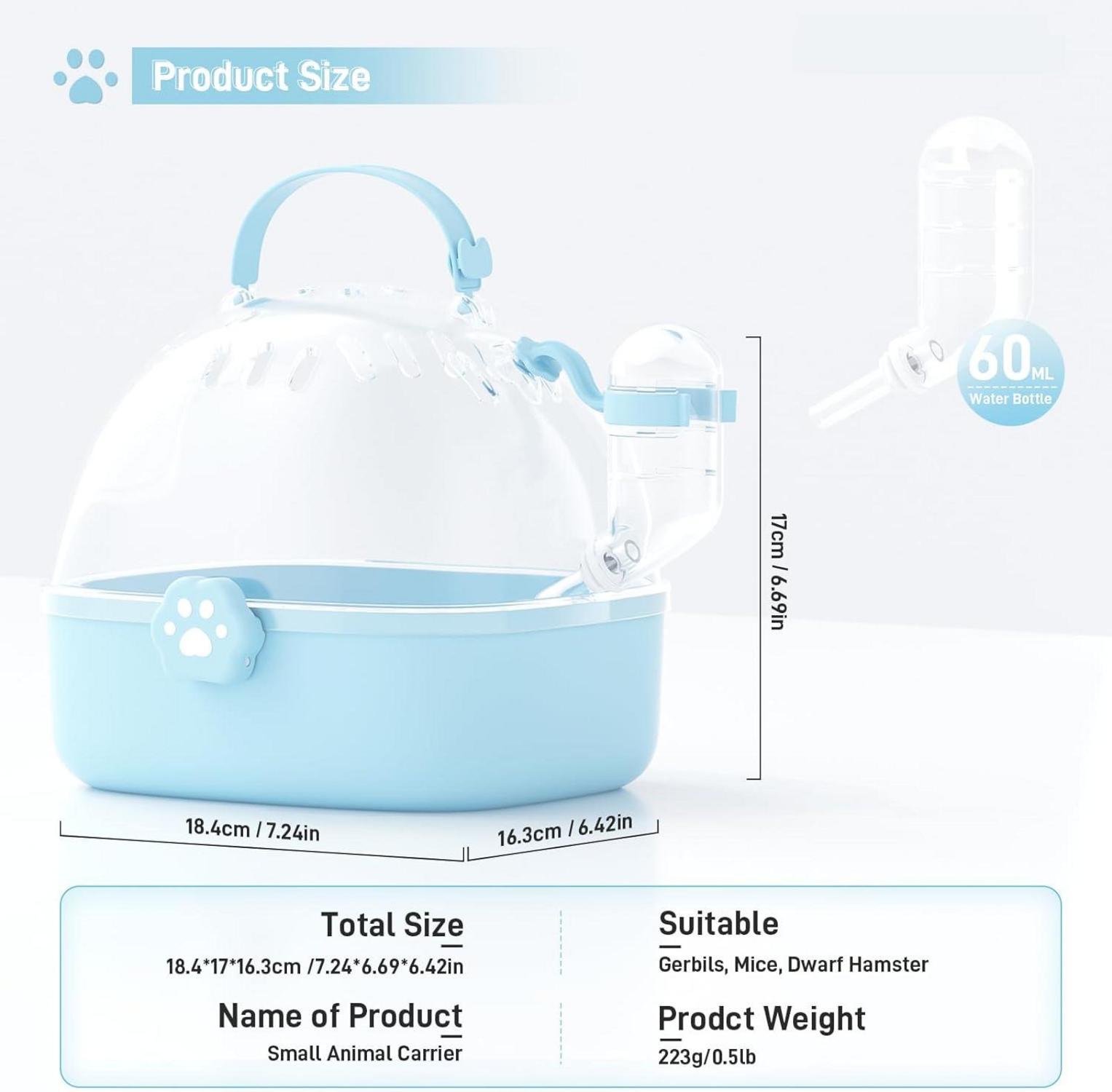 Transportbox Hamster mit Wasserflasche und