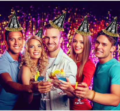 Silvester Partyhüte 32 Stück Neujahr Dekorationen mit Geräuschmacher