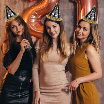 Silvester Partyhüte 32 Stück Neujahr Deko 2025 Zubehör Kinder Erwachsene