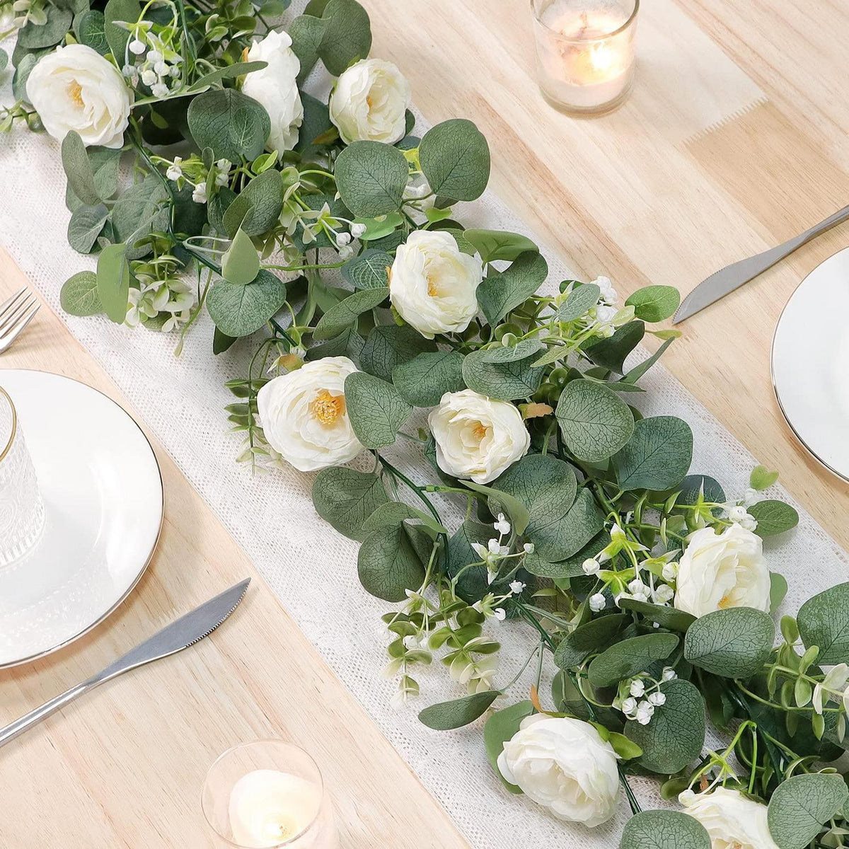 Weiße Eukalyptus Girlande Hochzeit Deko 180cm (4er Set)