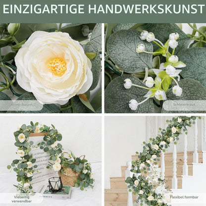 Weiße Eukalyptus Girlande Hochzeit Deko 180cm (4er Set)