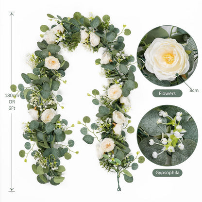 Weiße Eukalyptus Girlande Hochzeit Deko 180cm (4er Set)
