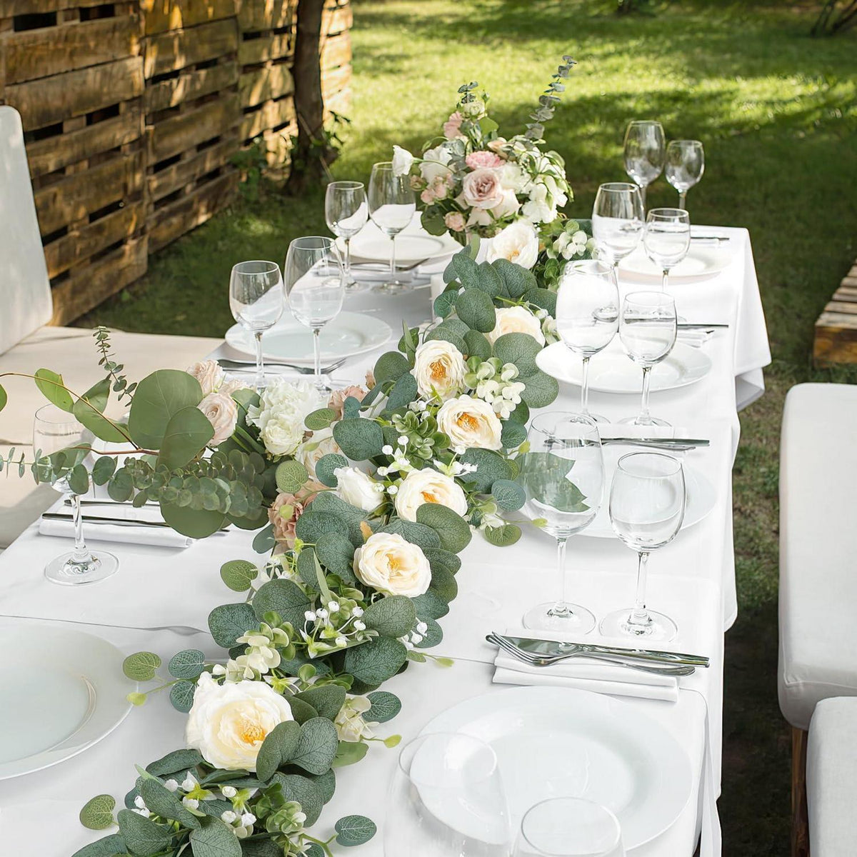 Weiße Eukalyptus Girlande Hochzeit Deko 180cm (4er Set)