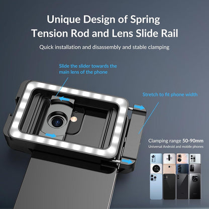 APEXEL 17mm/37mm Handy Objektiv Adapter mit 3 Lichtmodi in 3 Farben