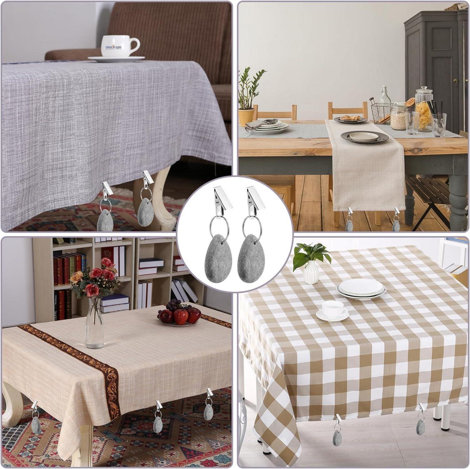 8er Set Tischdeckenbeschwerer Naturmarmor Clip Grau