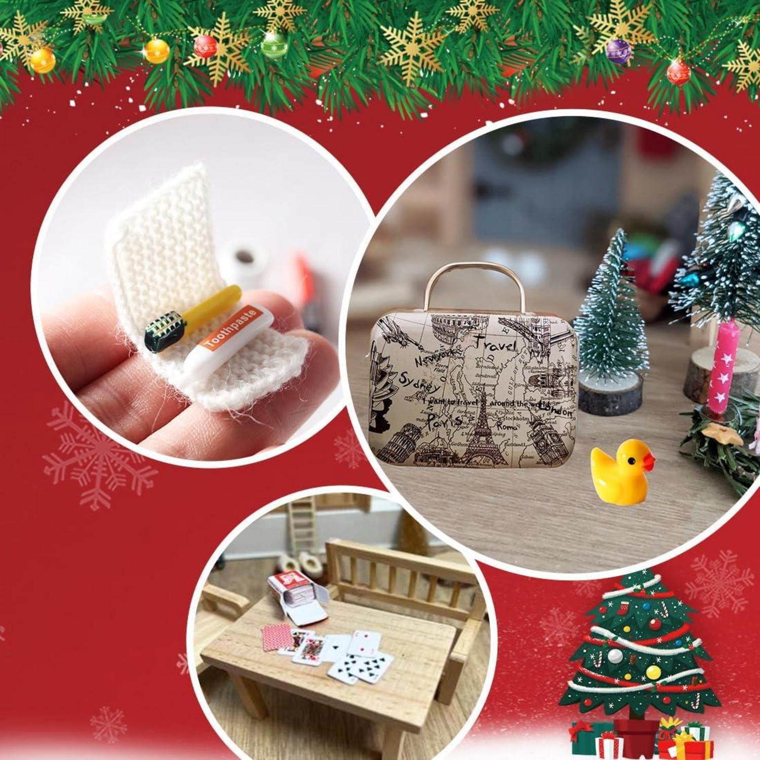 Miniatur Wichtel Zubehör Set Weihnachten Puppenhaus DIY Reise