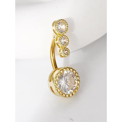 Bauchnabelpiercing 3er Set Edelstahl Zirkonia Gold 14mm