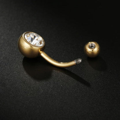 Bauchnabelpiercing 3er Set Edelstahl Zirkonia Gold 14mm