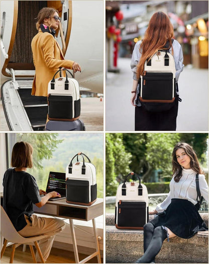 Damen Rucksack 15,6 Zoll Laptop Schulrucksack Schwarz wasserdicht