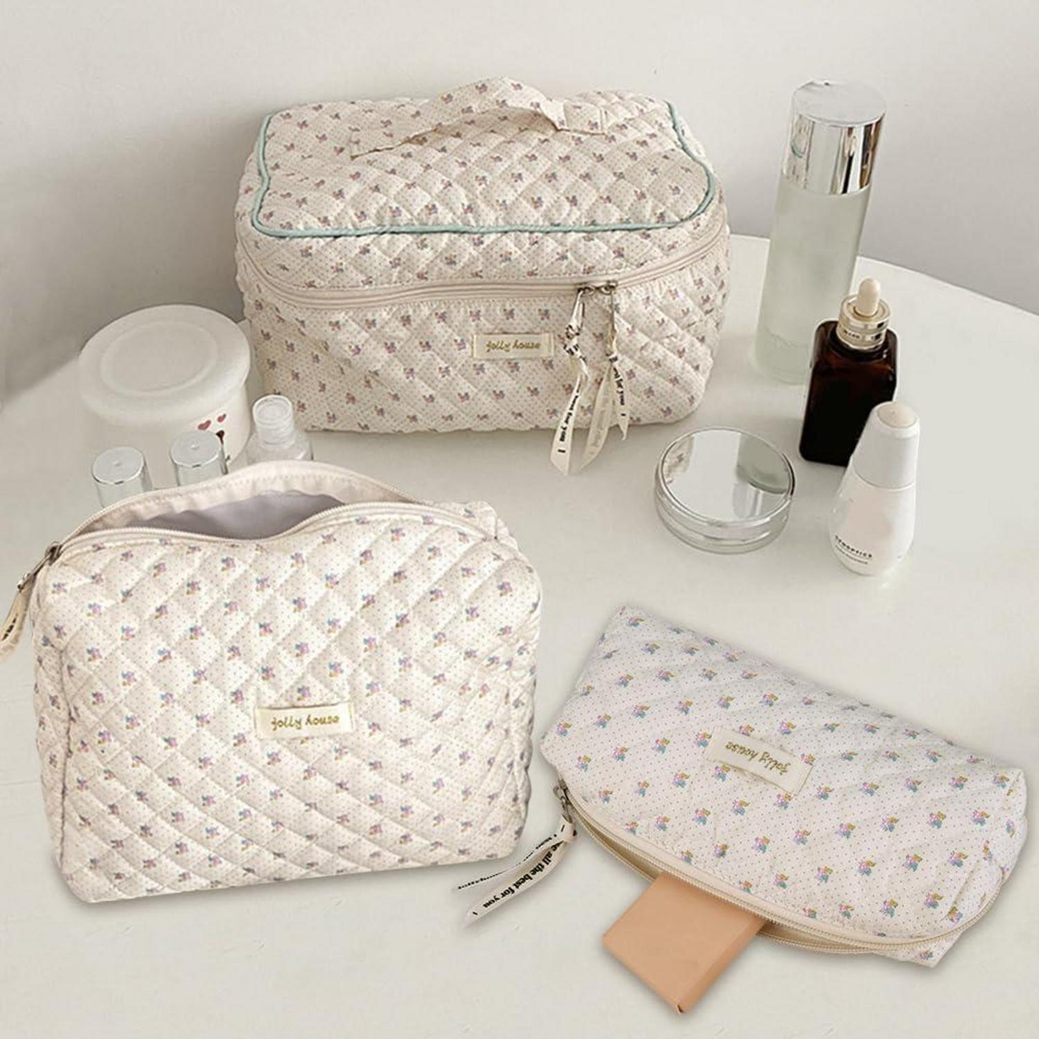 3-teiliges Reise Kosmetiktaschen-Set mit Blumenmuster für