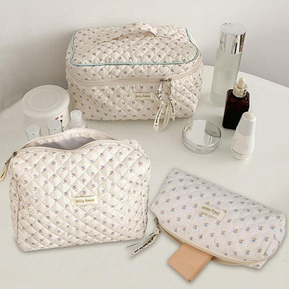 3-teiliges Reise Kosmetiktaschen-Set mit Blumenmuster für