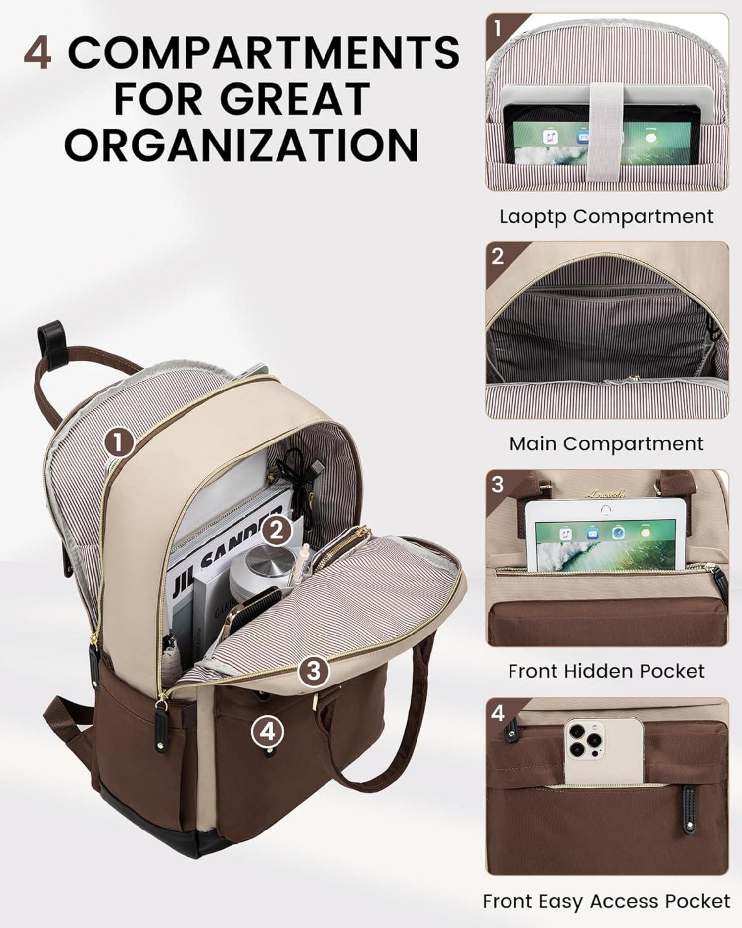 Großer Wasserdichter Damen Laptop Rucksack Schule Uni Büro 15,6 Zoll
