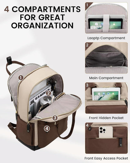 Großer Wasserdichter Damen Laptop Rucksack Schule Uni Büro 15,6 Zoll