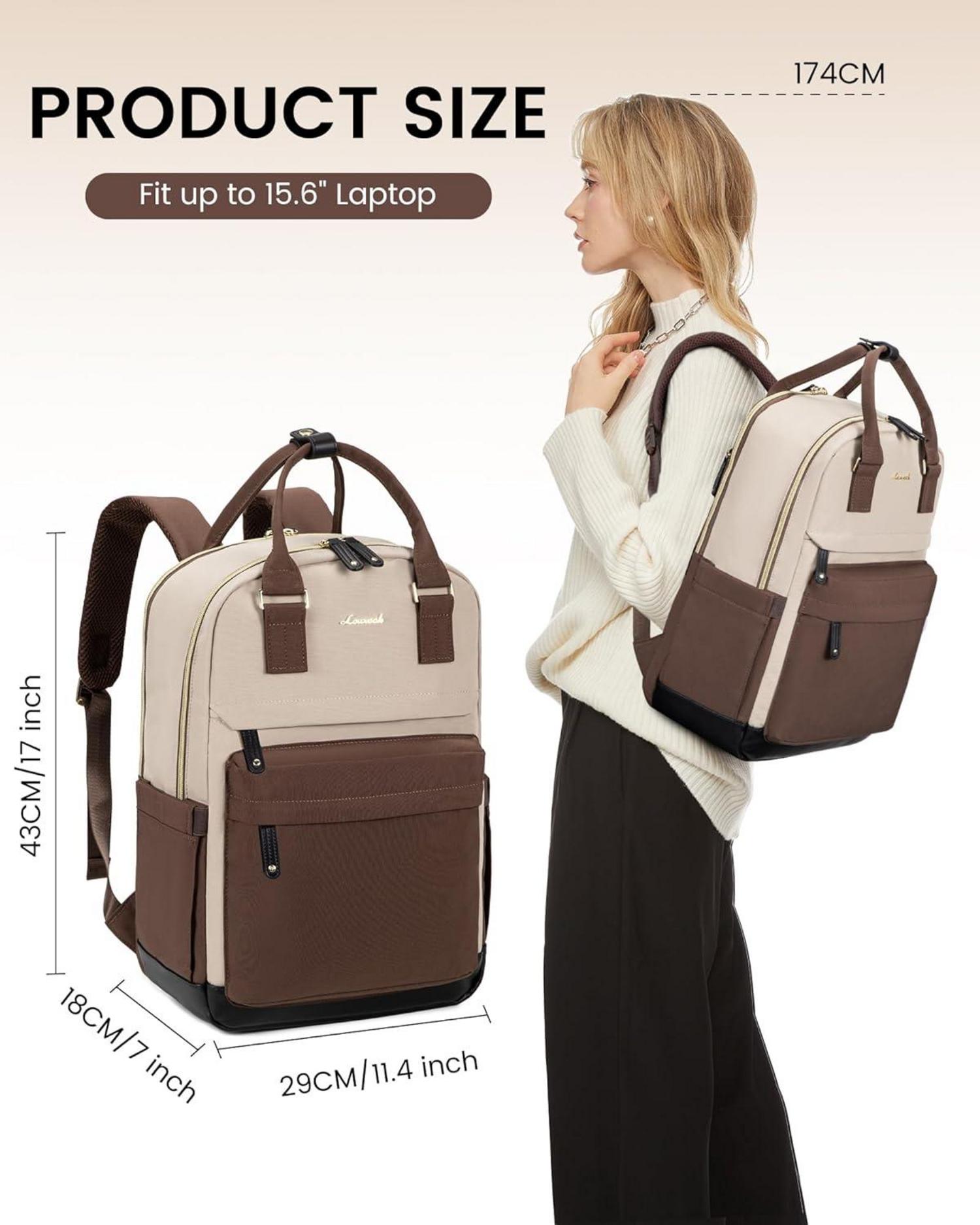 15,6 Zoll Laptop Rucksack Damen Wasserdicht Braun