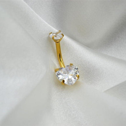 3er Set Bauchnabelpiercing Edelstahl Zirkonia Gold 8mm