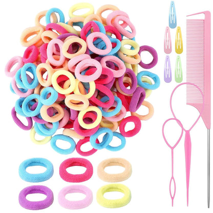 200er Pack Mini Bunte Elastische Haargummis Kinder Haarspangen Set
