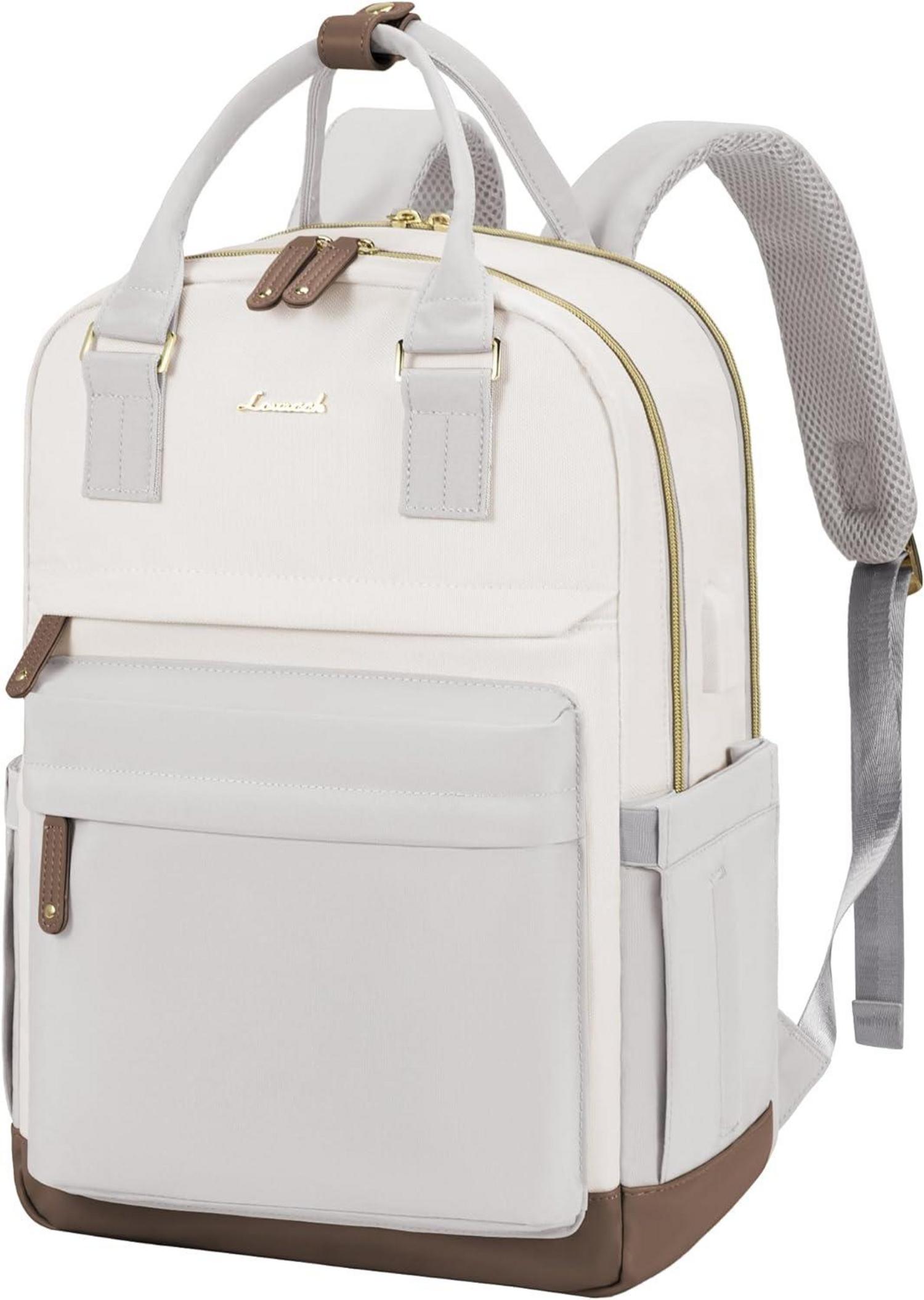 Wasserdichter Laptop Rucksack Damen 15,6 Zoll Beige