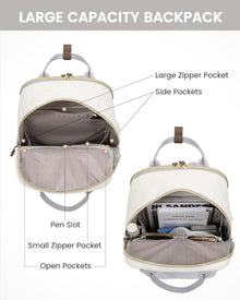 Rucksack Damen 15,6 Zoll Wasserdicht USB-Ladefunktion Beige