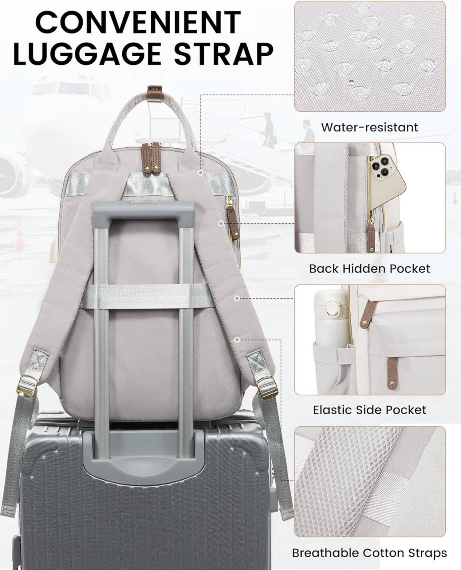 Rucksack Damen Teenager LOVEVOOK Wasserdicht 15,6 Zoll Beige