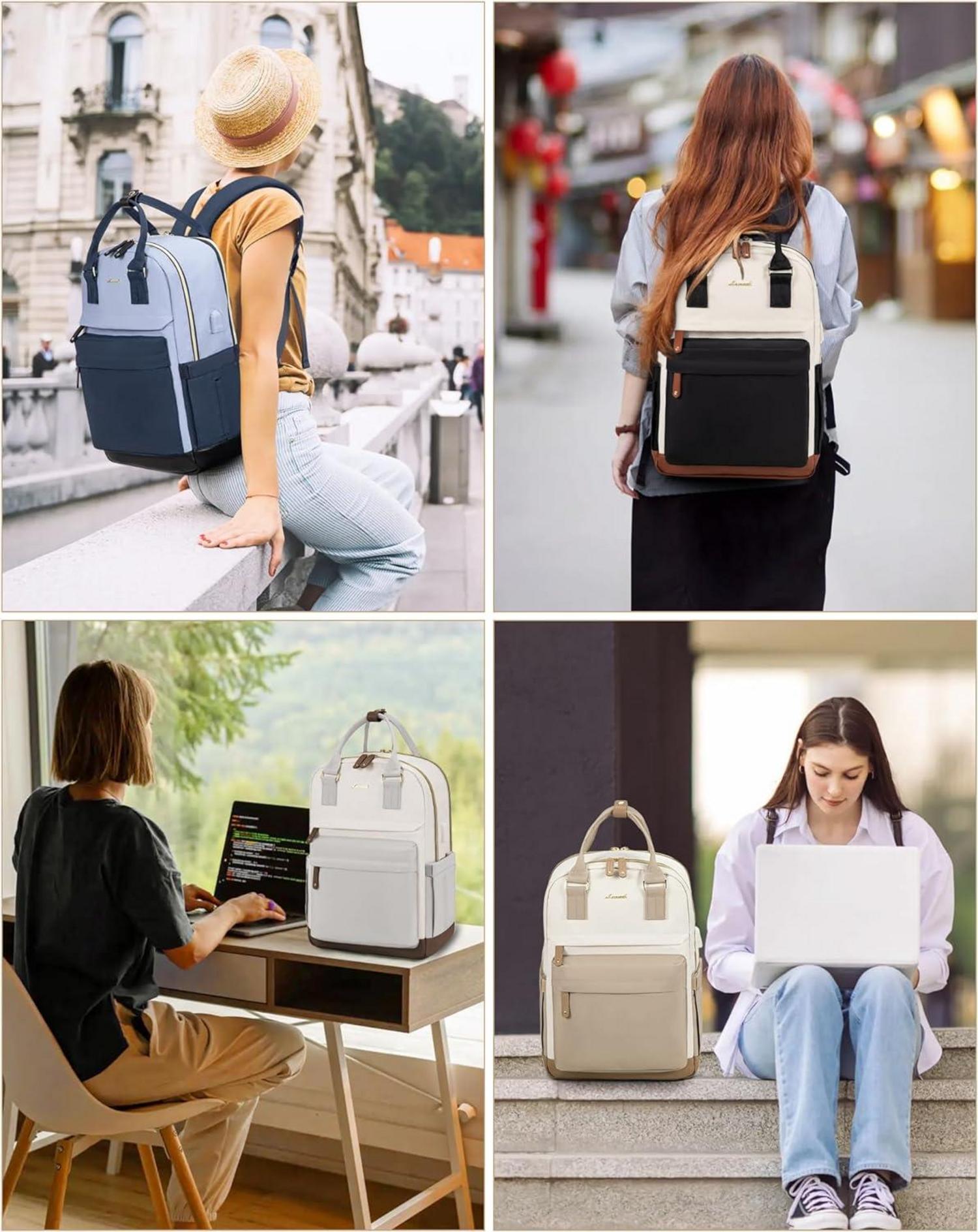 Laptop Rucksack Wasserdicht 15,6 Zoll Beige & Grau