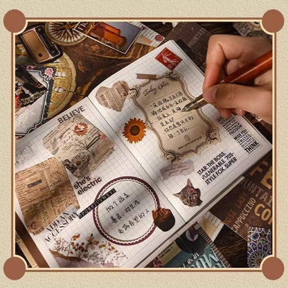 Vintage Scrapbook Set mit Notizbuch & Zubehör – DIY Geschenk