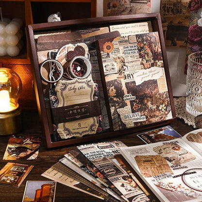 Vintage Scrapbook Set mit Notizbuch & Zubehör – DIY Geschenk
