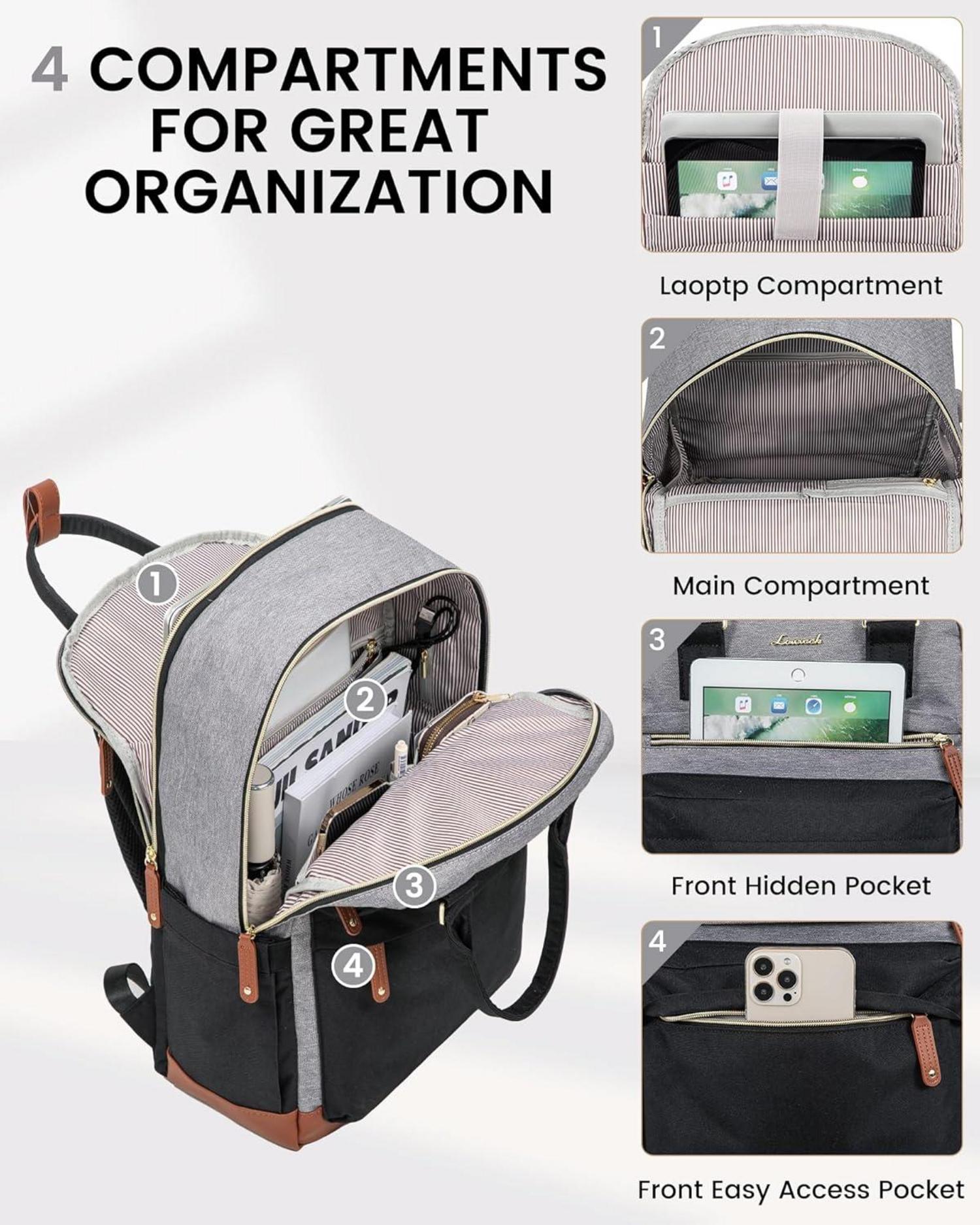 Schulrucksack LOVEVOOK für Mädchen mit Laptopfach in Schwarz