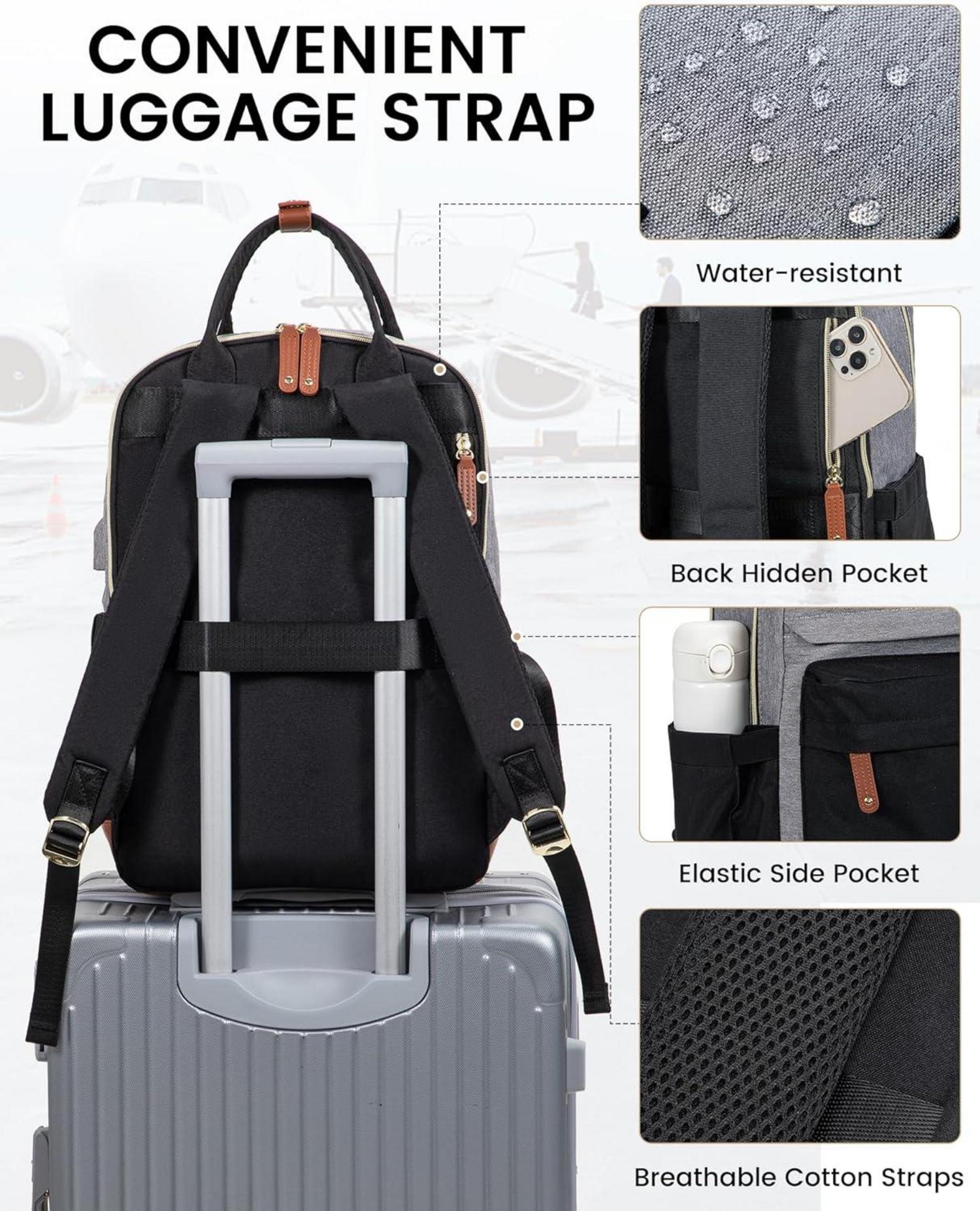 LOVEVOOK Schulrucksack 15,6 Zoll Laptop-Fach Wasserdicht Schwarz