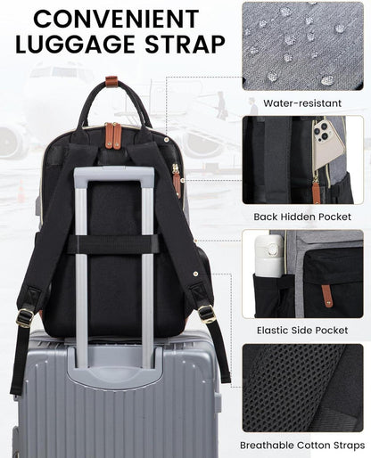 LOVEVOOK Schulrucksack 15,6 Zoll Laptop-Fach Wasserdicht Schwarz