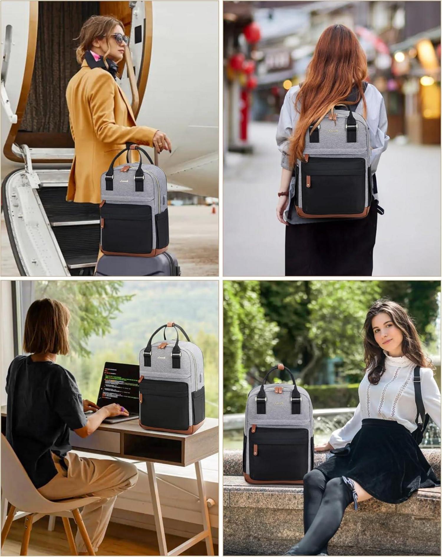 Schulrucksack Mädchen Teenager Schwarz 15,6 Zoll Laptop-Fach