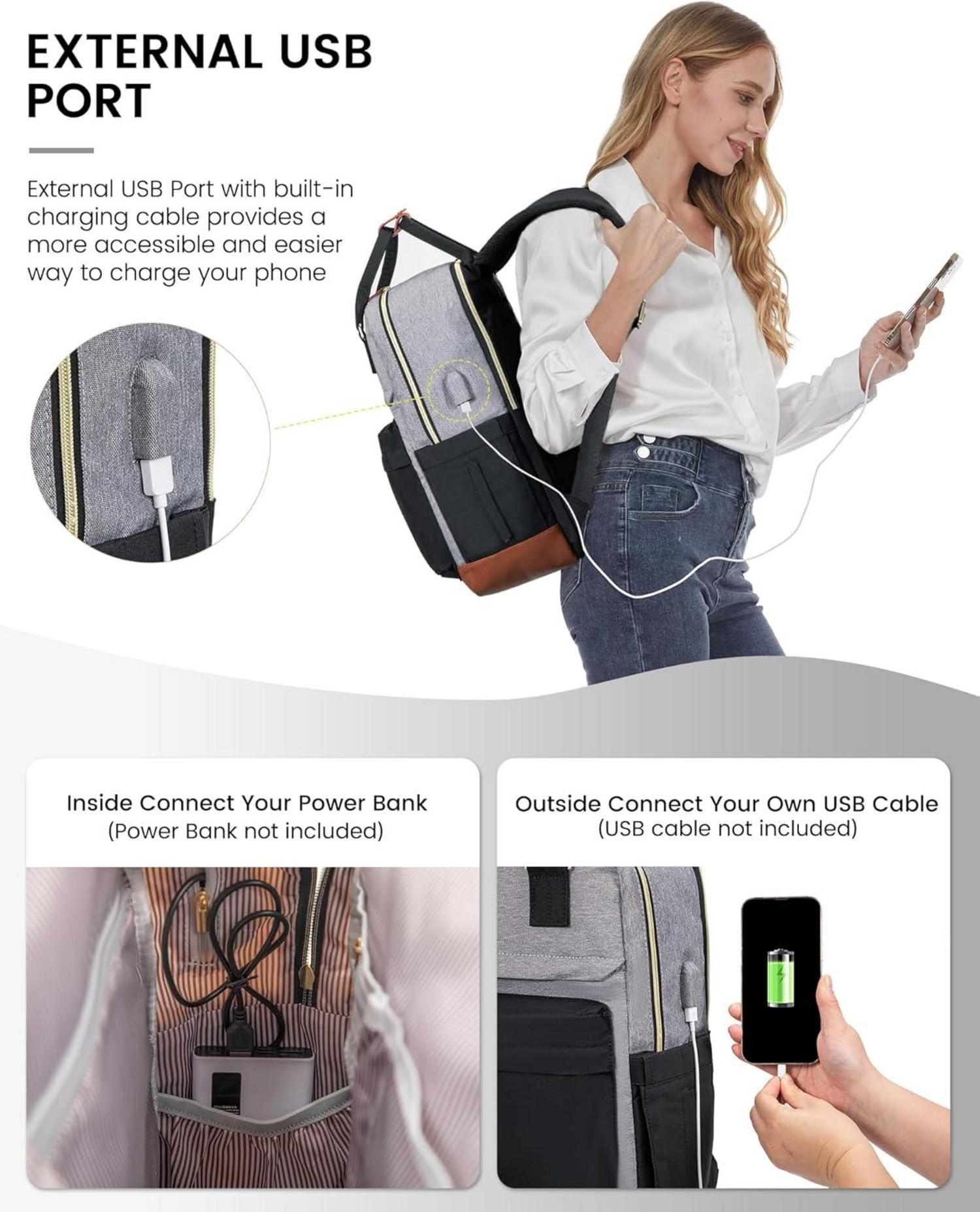 LOVEVOOK Schulrucksack Mädchen 15,6 Zoll Laptop Schwarz