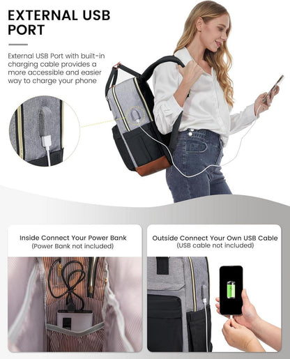 LOVEVOOK Schulrucksack Mädchen 15,6 Zoll Laptop Schwarz