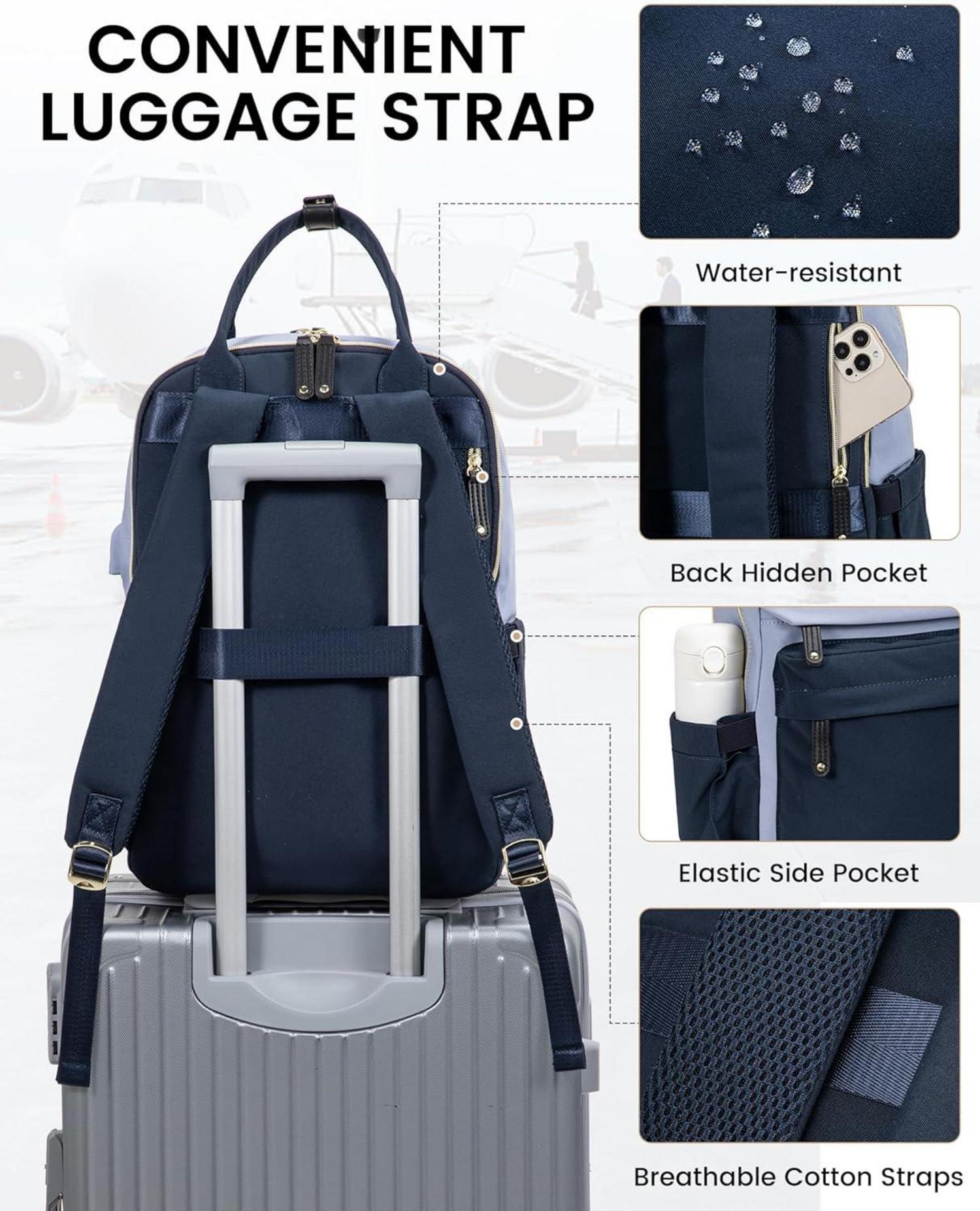 LOVEVOOK Rucksack Damen Herren 15,6 Zoll Laptop-Fach Wasserdicht Blau