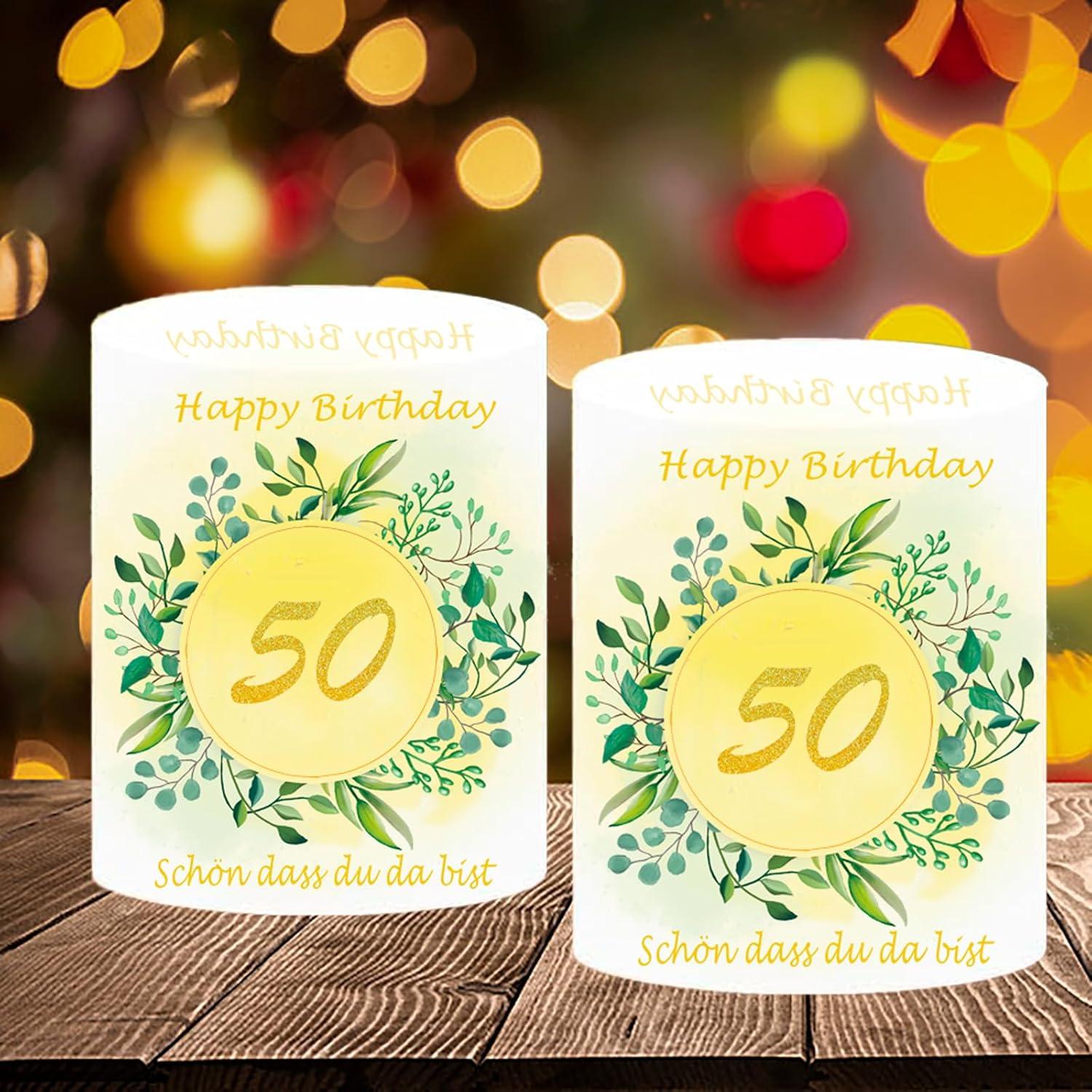 12er Windlicht Tischdeko 50. Geburtstag Happy Birthday 50 mit Schön