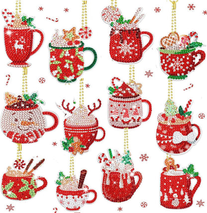 12er Set 5D Diamond Painting Schlüsselanhänger Weihnachten Diamanten