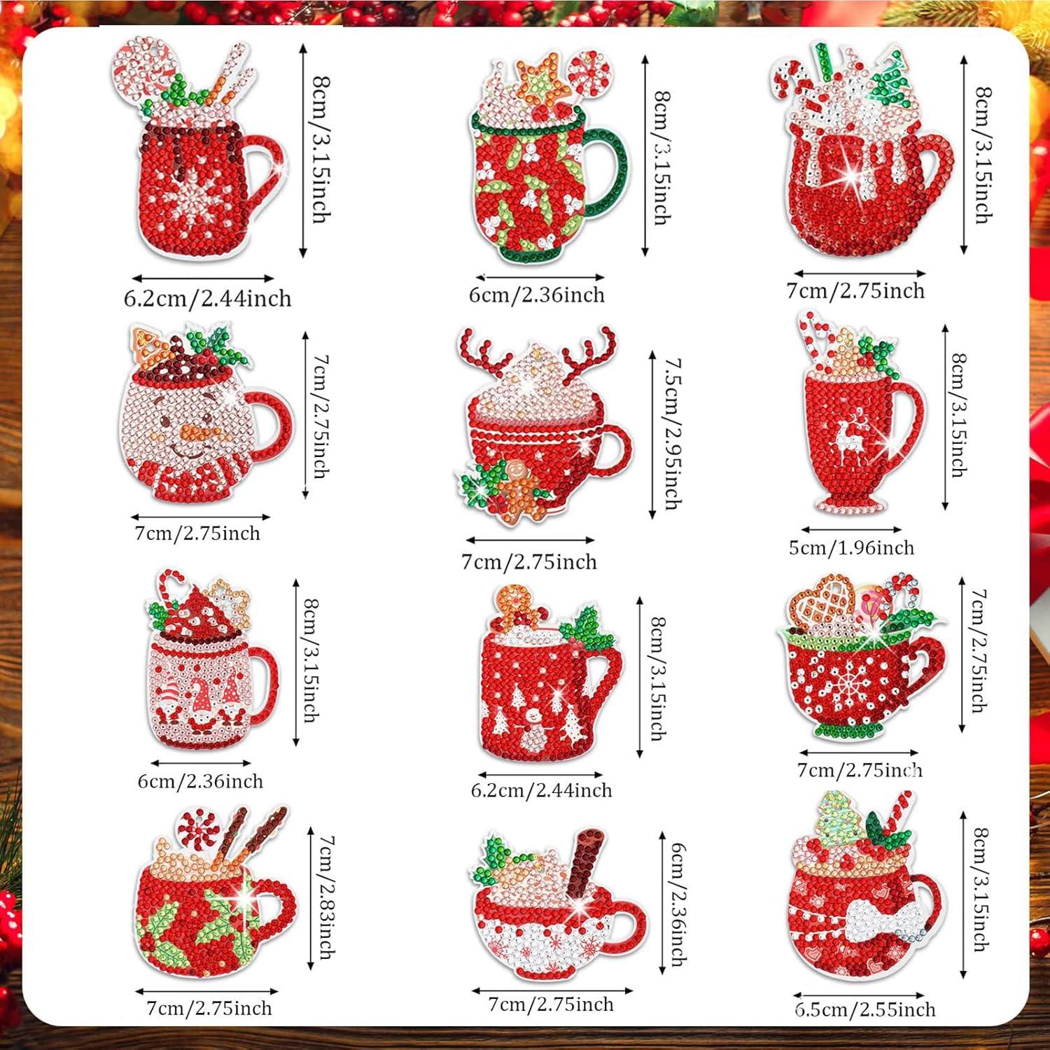 12er Set 5D Diamond Painting Weihnachten Schlüsselanhänger