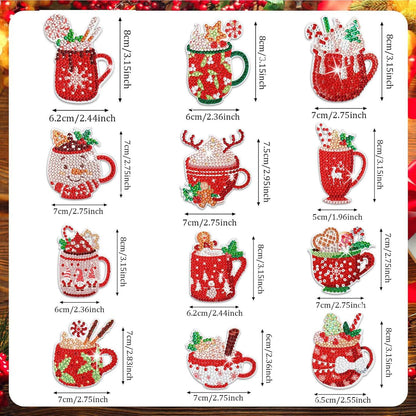 12er Set 5D Diamond Painting Weihnachten Schlüsselanhänger