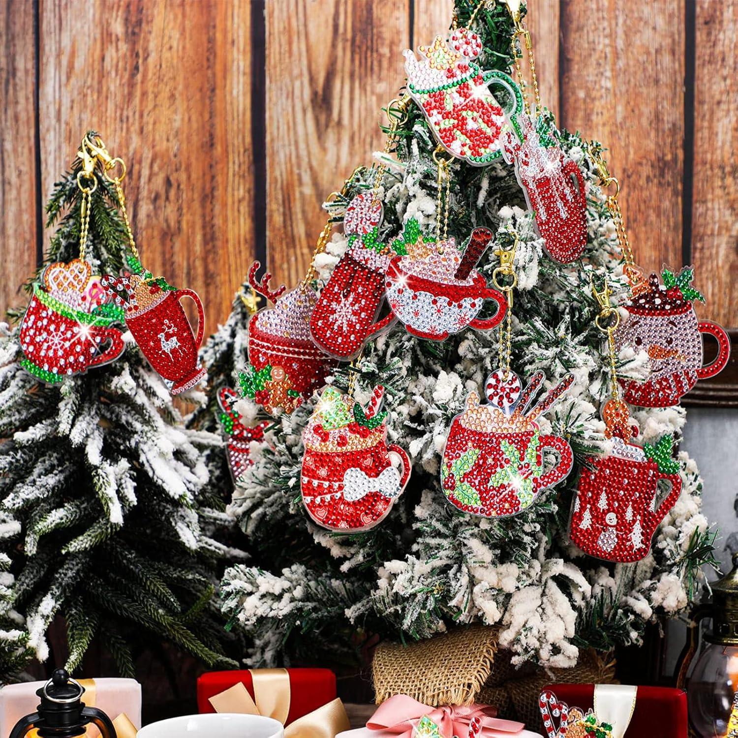 12er Set 5D Diamond Painting Schlüsselanhänger Weihnachten Diamanten