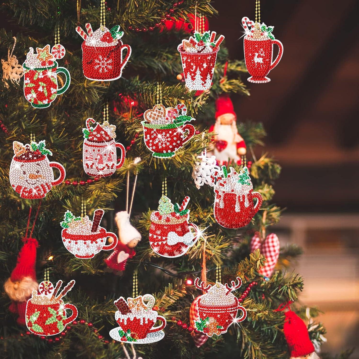 12er Set 5D Diamond Painting Weihnachten Schlüsselanhänger Diamanten Malerei