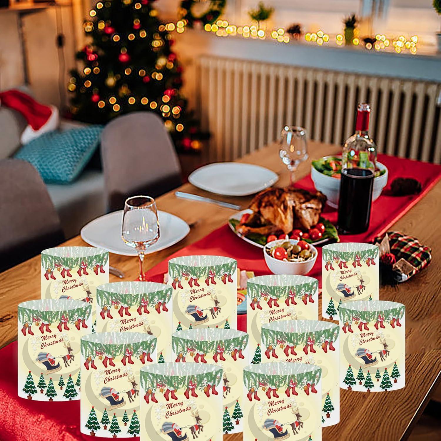12-teiliges Weihnachts Windlicht Set Merry Christmas Home Decoration