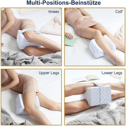 Orthopädisches Memory Foam Kniekissen für Seitenschläfer mit Beinstützgurt Blue