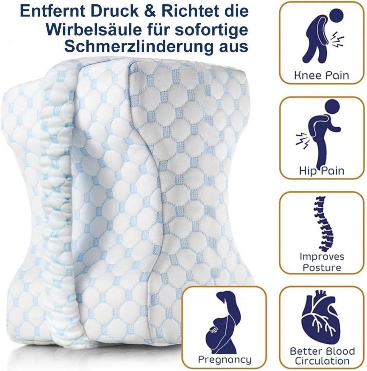 Orthopädisches Kniekissen Memory-Schaum Ischias Rücken Hüfte Blau